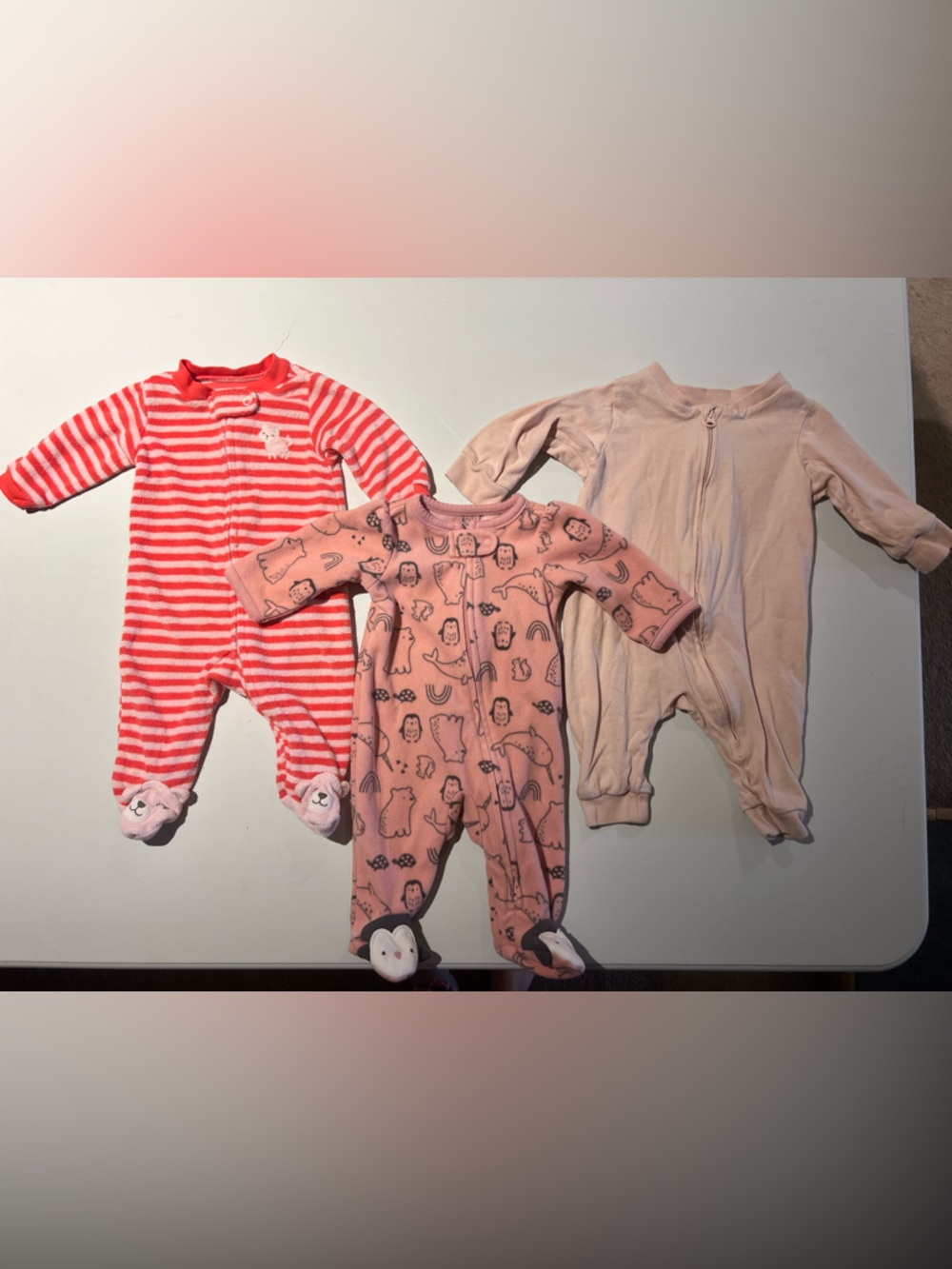 NB Girls set of 3 sleepers - pink - Carter’s and H&M
